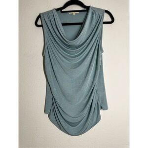 Another Reason Boho Blue Sky Sleeveless Stretch Cowlneck Top Size L